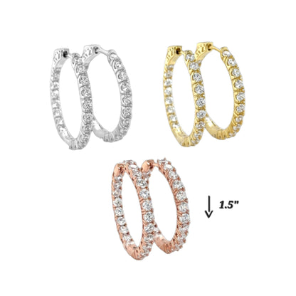 Inside Out Round Zirconia 2mm Eternity Huggie Delicate Hoops Earrings - C2350959