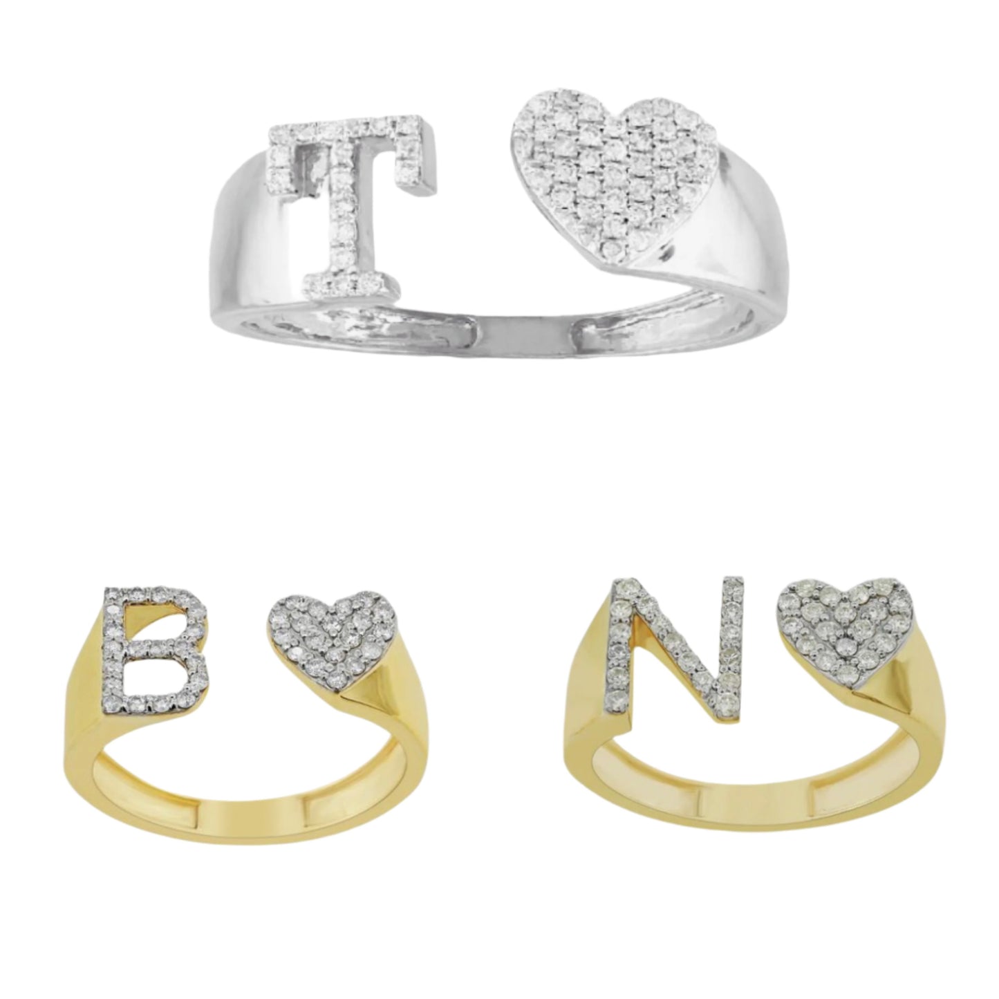 10k Initial Letter Natural Diamonds Stylish Rings SR26400