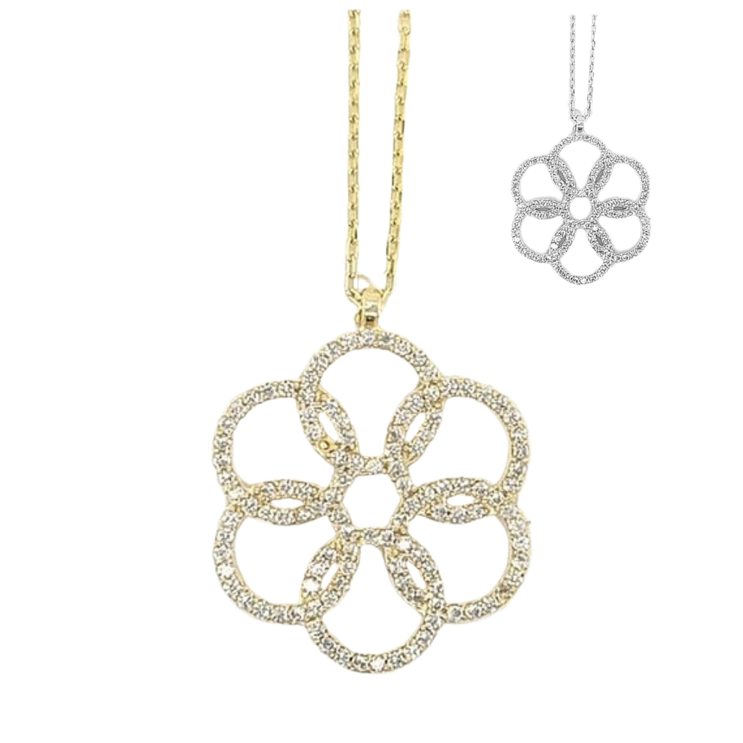 Circle Flower 925 Sterling Chains Necklaces 18" - C50119