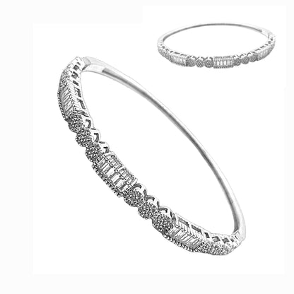 Brazalete de plata 925 con circonitas redondas y baguette