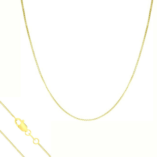 14k Solid Pure Gold Box 2-8mm 16-26 inches Chain Necklace