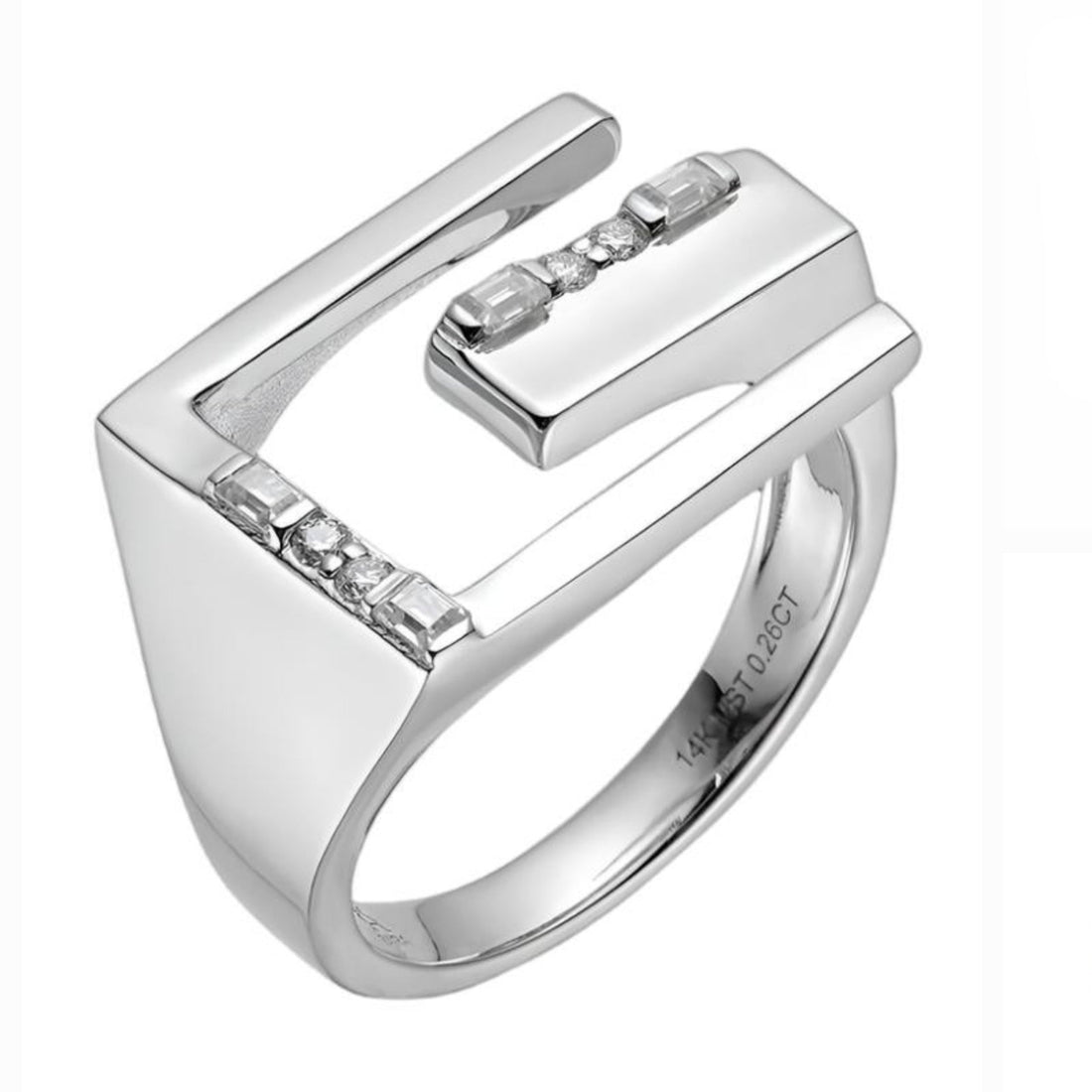Emerald cut G open Ring