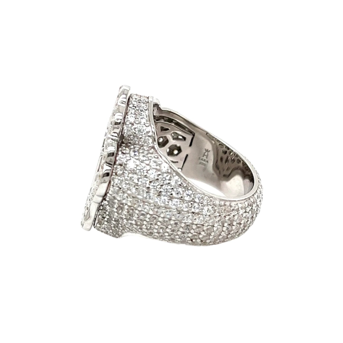 925 Sterling Silver Cubic Zirconia Cross Ring - C106279