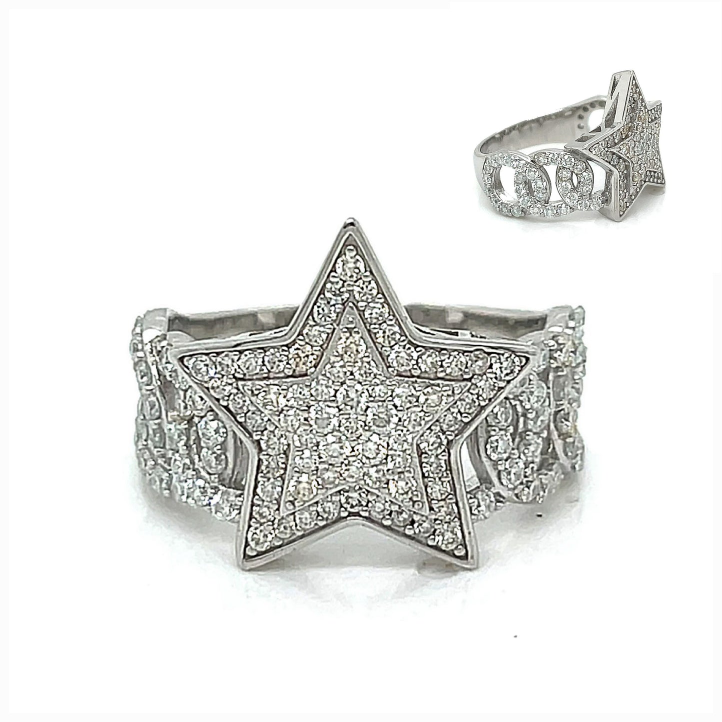 925 Sterling Silver Moissanite Star Ring - M100109