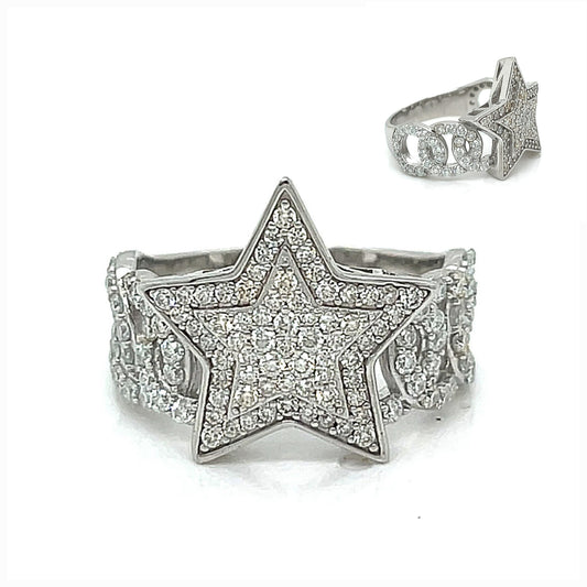 925 Sterling Silver Cubic Zirconia Star Ring - C100109