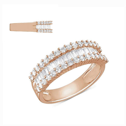 14K Rose Gold Baguette Cut & Round Natural Diamonds Band RING - 46500