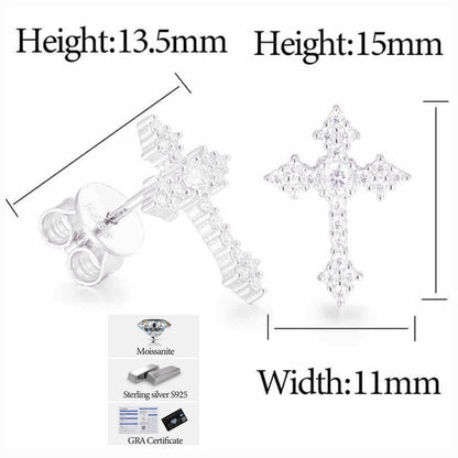 0.55ct Moissanite 925 Sterling Silver Cross Earrings - M200019