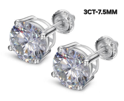 1/2/3/4/6/8CT Moissanite 5/6.5/7.5/8/9/10MM 925 Sterling Silver 4 Prongs Round Stud Earrings - M200029-round