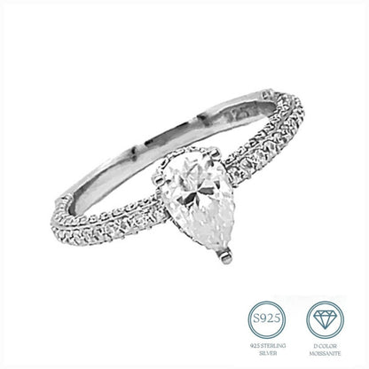 Pear Shaped 1.75ct Moissanite 925 Silver Engagement Ring - M100149