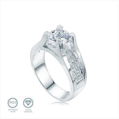 Engagement pave-set 1.65ct Moissanite 925 Silver Ring - M100169