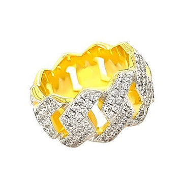 Men's Iced Out Cuban Prong Link Rapper Ring