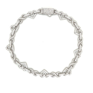 Sterling Silver Heart-Link Moissanite Bracelet – 7" & 8.5"