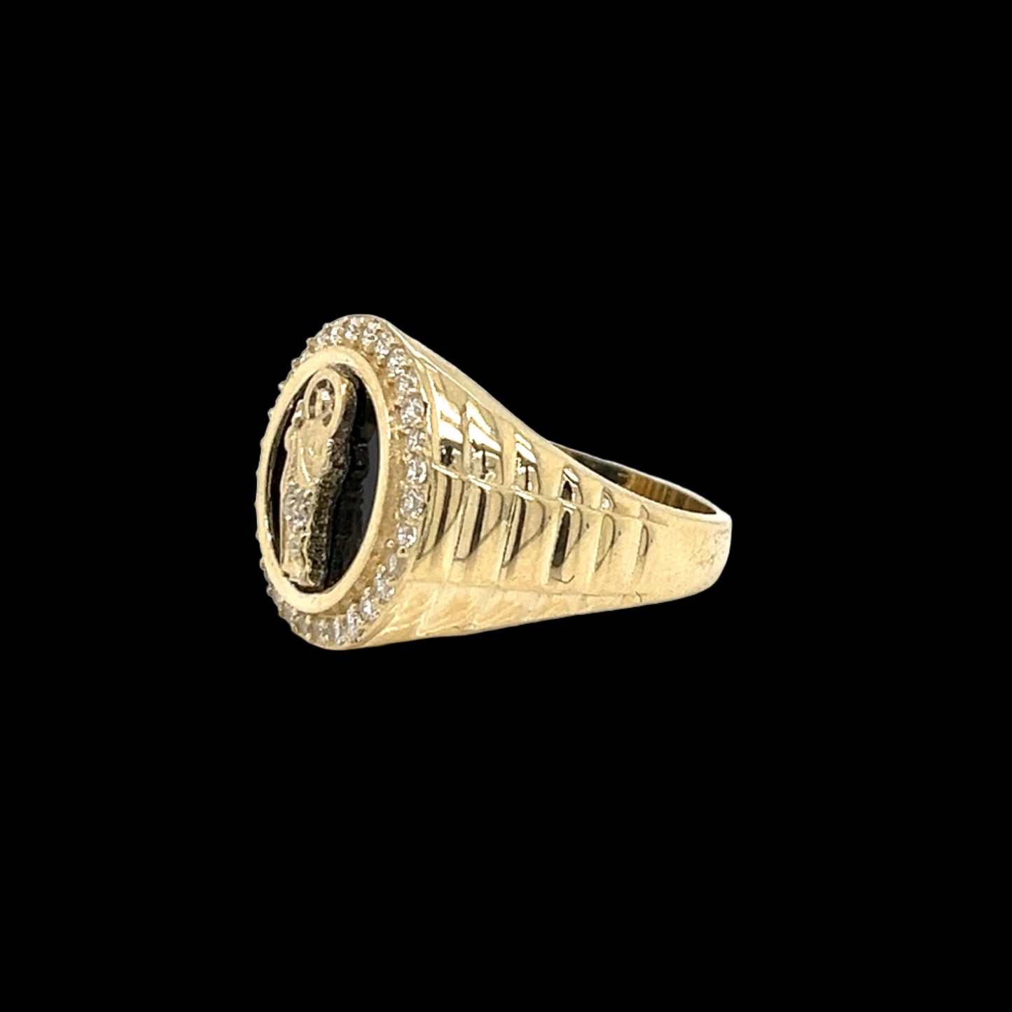טבעת סנט יהודה עגולה 14K זהב עם CZ