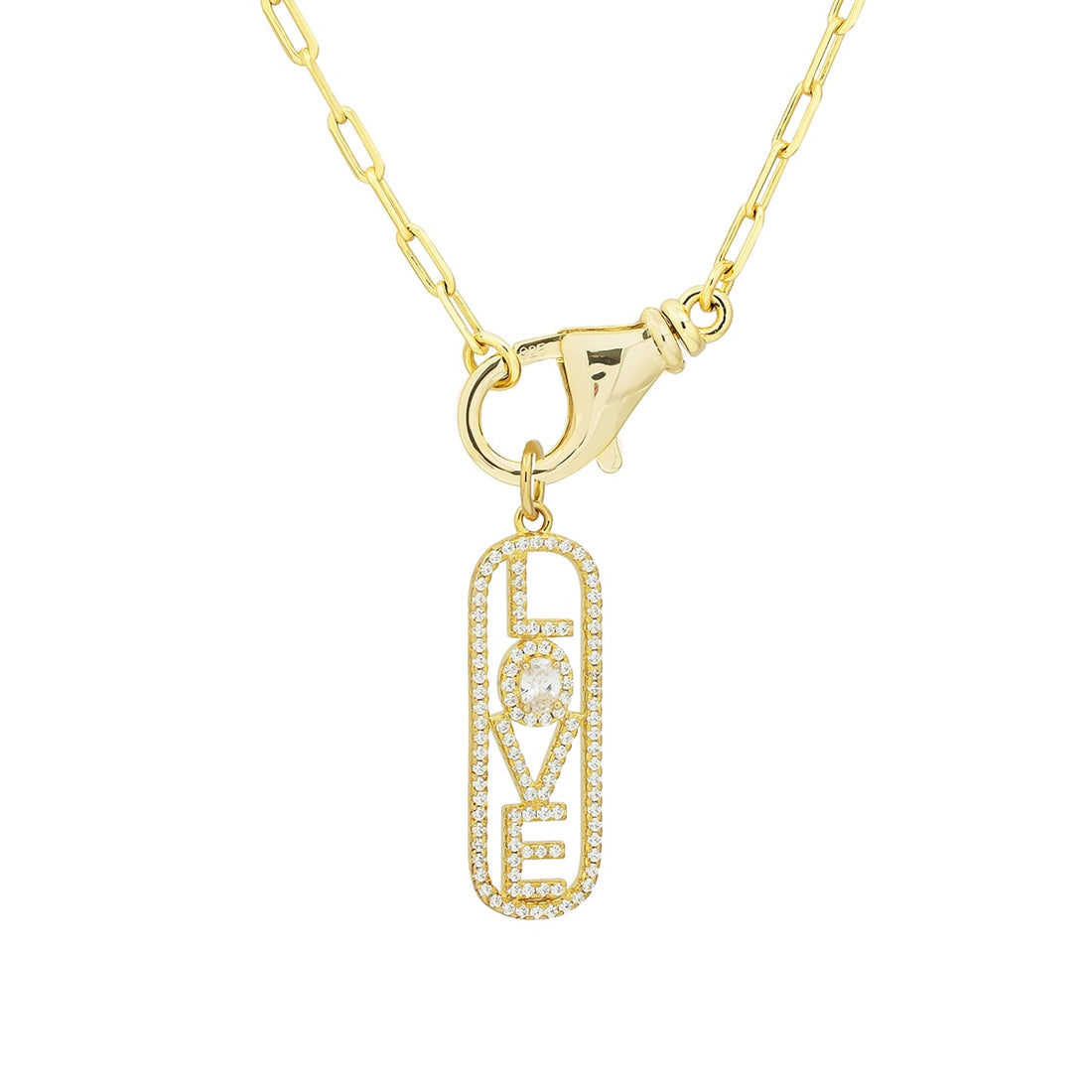 Sterling Silver CZ “LOVE” Pendant Necklace