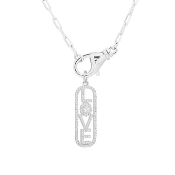 Sterling Silver CZ “LOVE” Pendant Necklace