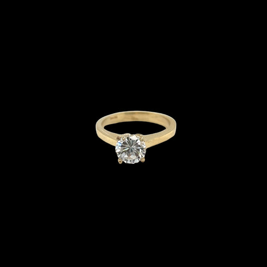 14K Gold Elevated CZ Solitaire Ring