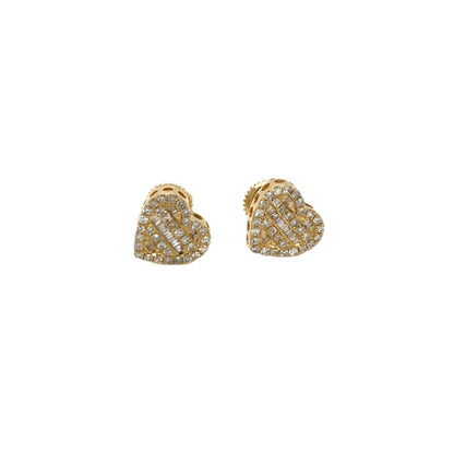 14K Gold Heart Shaped Screw back Earrings With Natural Diamonds 0.60ct  -  SE12745