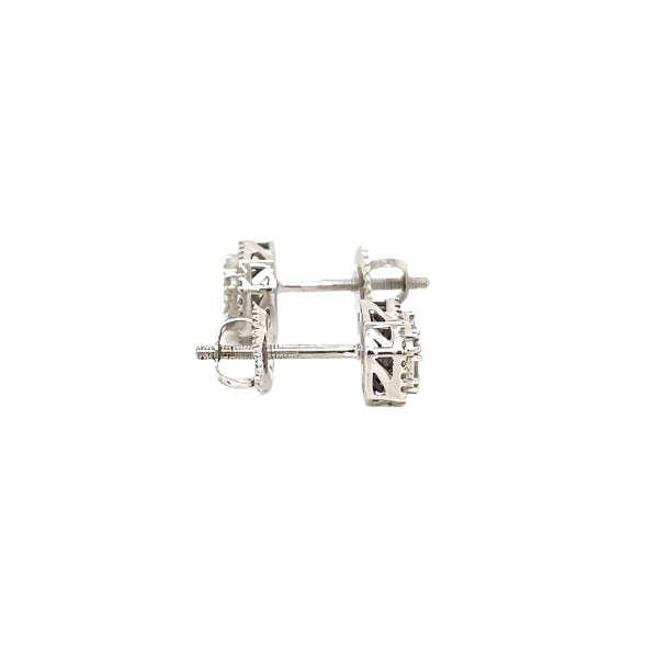 14K White Gold Square Shaped Screw Back Earrings With Natural Baguette Diamonds 0.45ct  -  SE17345A