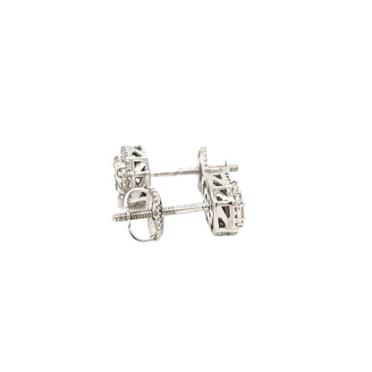 14K White Gold Square Shaped Screw Back Earrings With Natural Baguette Diamonds 0.45ct  -  SE17345A