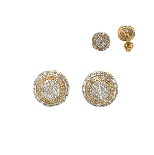 14K Two Gold Circle Shaped Screw back Earrings With 0.56ct of Natural Diamonds  - ER00413