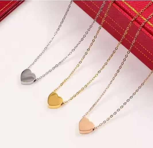 Stylish Heart Pendant Necklace 18K Gold Plated Stainless Steel for Women