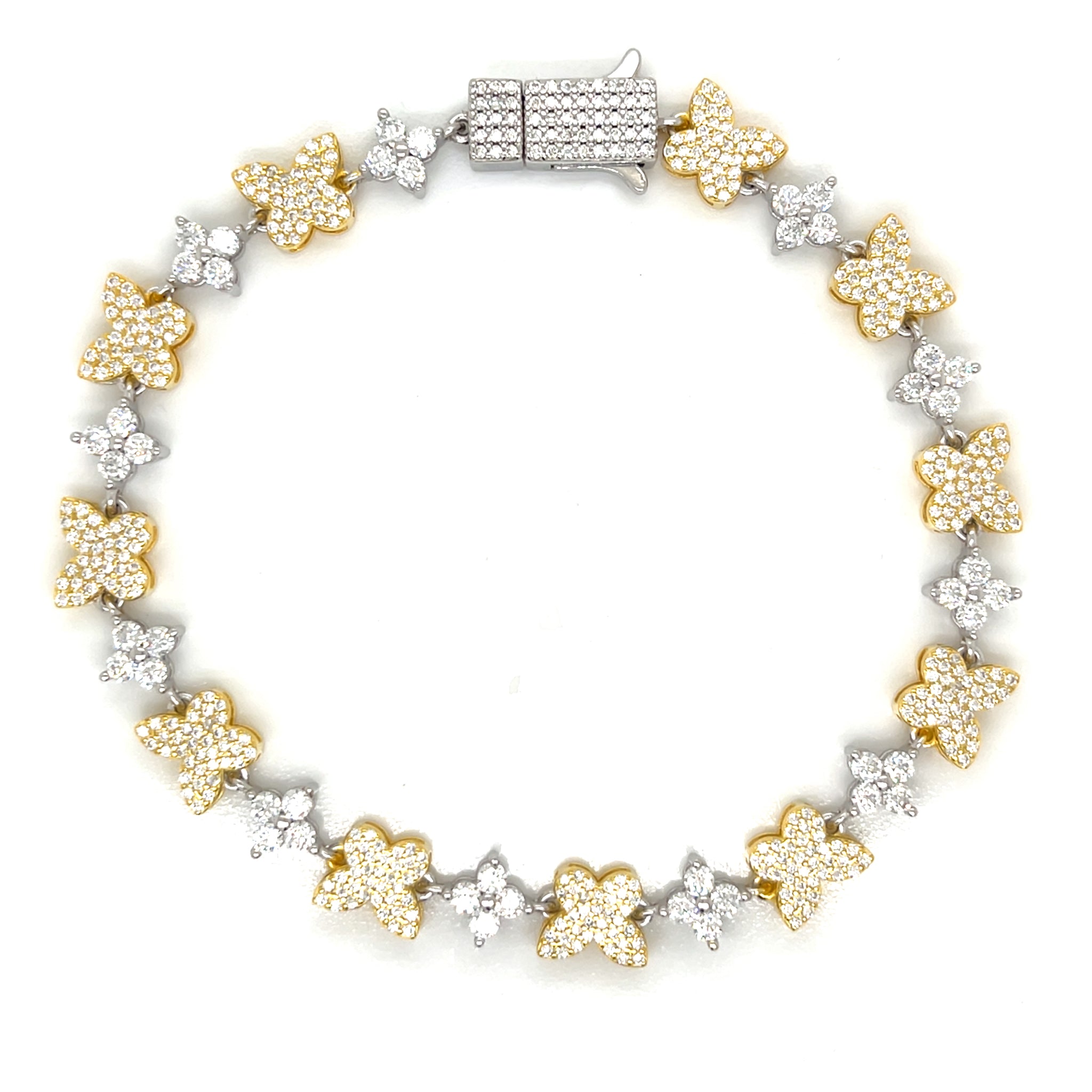 Fluttering Elegance Moissanite Butterfly Bracelet in Sterling Silver