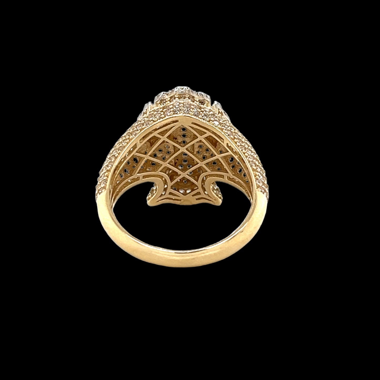 טבעת צלב תלת מימדית זהב 14K עם CZ