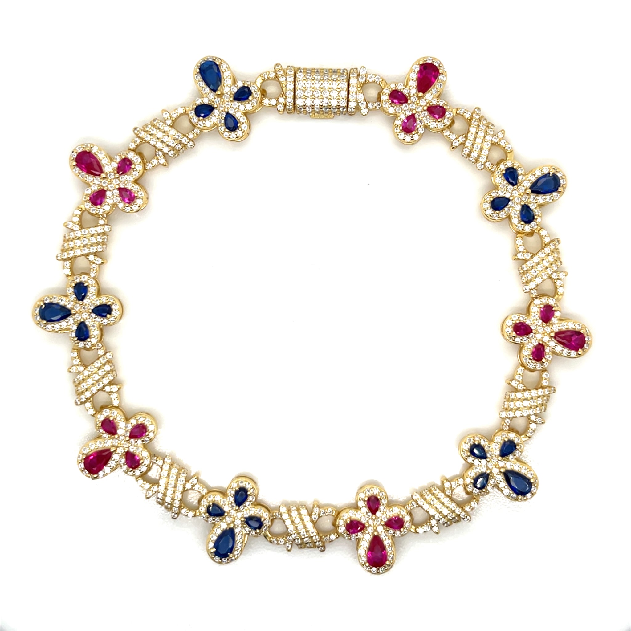 Sterling Silver Moissanite Cross Link Bracelet