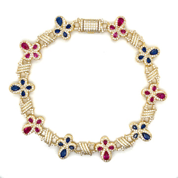 Sterling Silver Moissanite Cross Link Bracelet