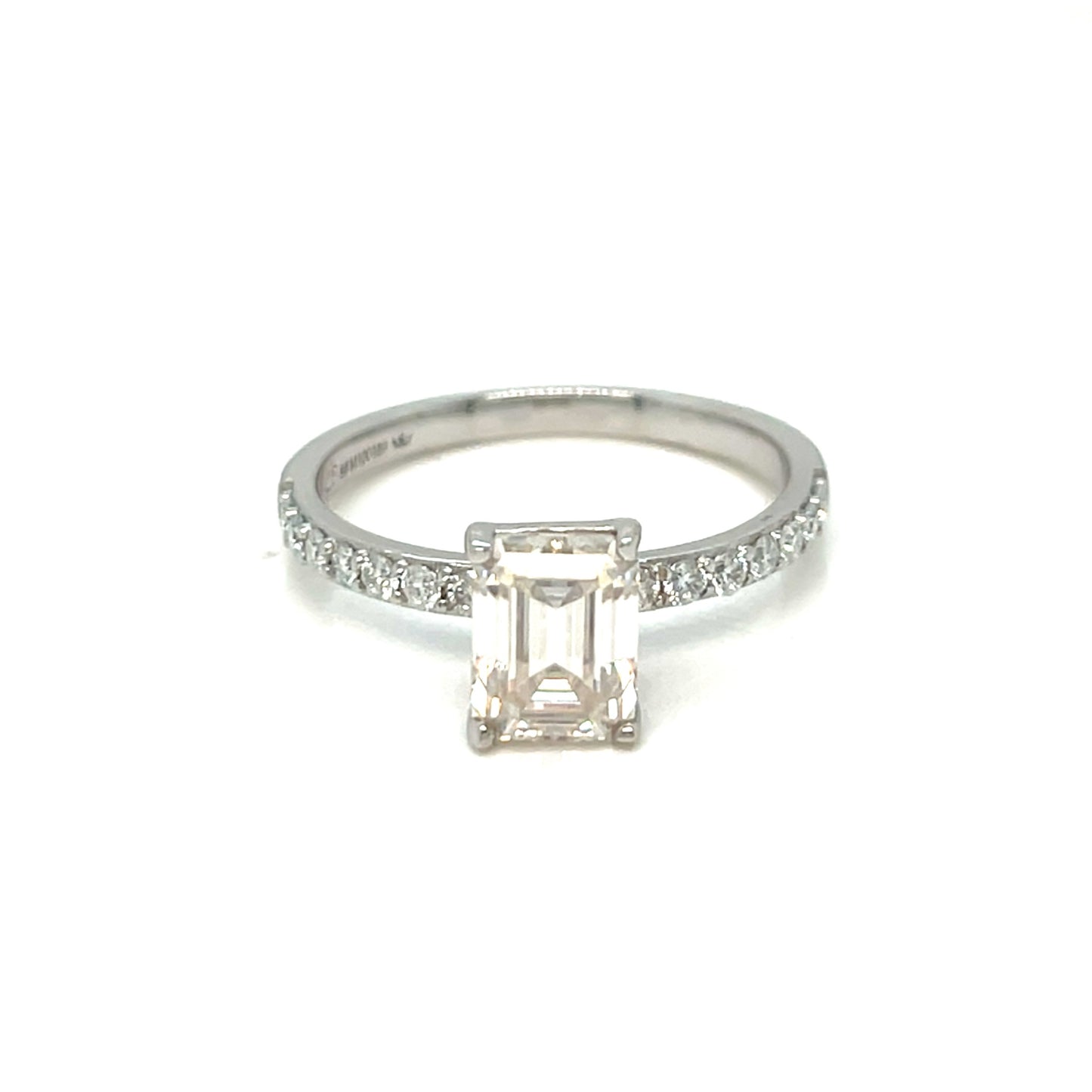 Engagement Emerald Cut Shaped 2.39CT Moissanite 925 Silver Ring - M100189