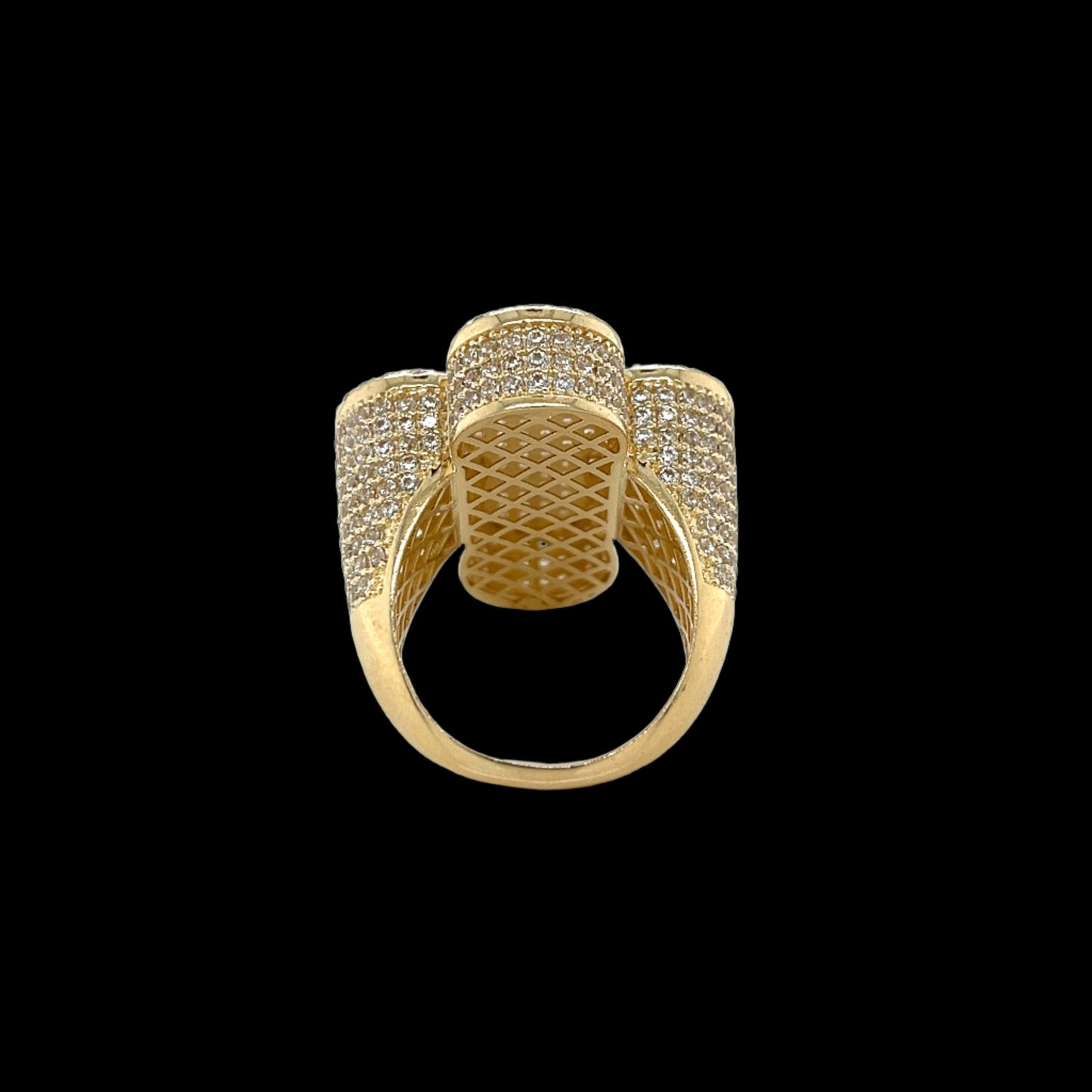 טבעת צלב זהב 14K עם CZ