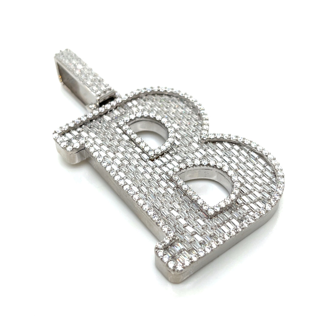 Classic B Pendant with Full Pavé Stones