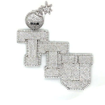 TTU Custom Silver Pendant with Bomb Detail in Moissanite or Cubic Zirconia