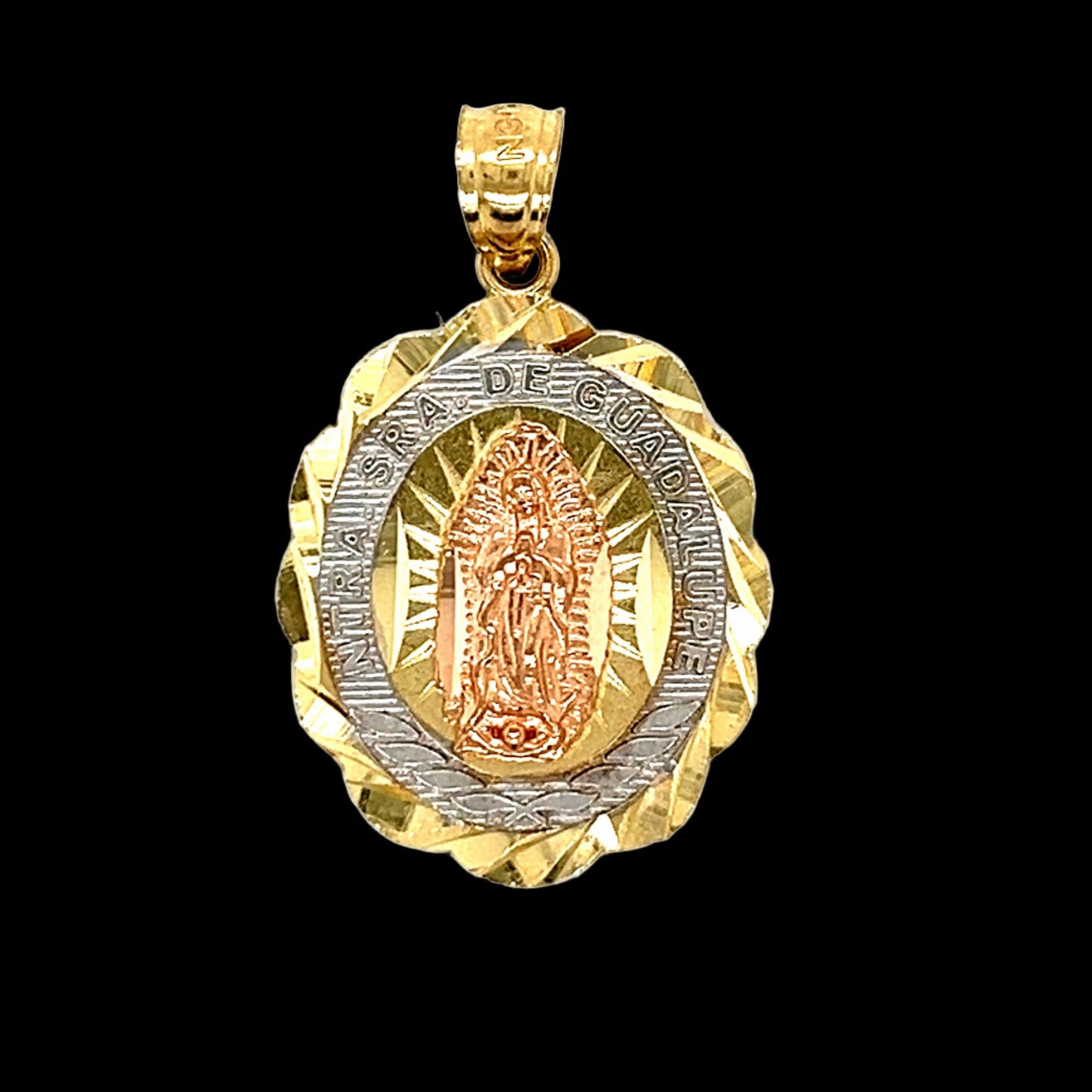 Colgante Virgen De Guadalupe De Dos Tonos De Oro De 14 Quilates