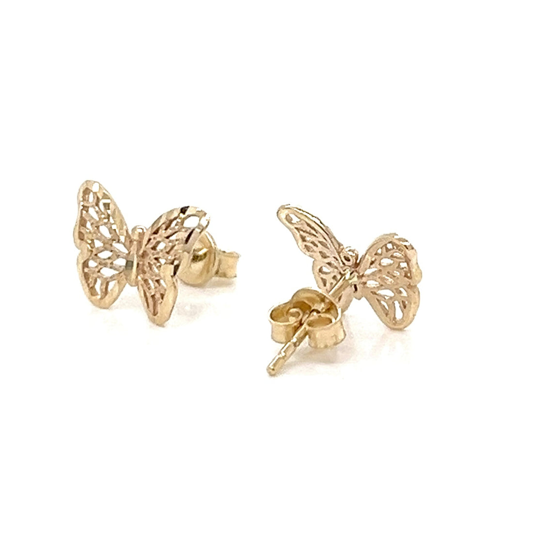 14k Gold Butterfly Stud Earrings – Filigree Design
