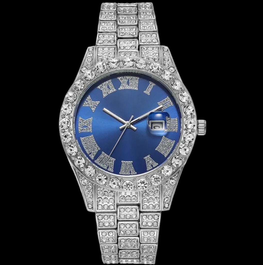 Men's Watch Luxury Brands Designer Fashion Diamond Date Quartz Watch for Men