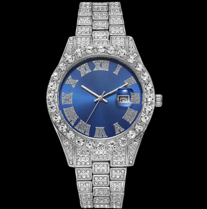 Men's Watch Luxury Brands Designer Fashion Diamond Date Quartz Watch for Men