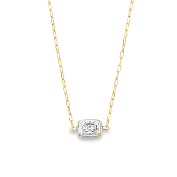 14k Gold Ladies Necklace with 1ct  Lab-Created Moissanite