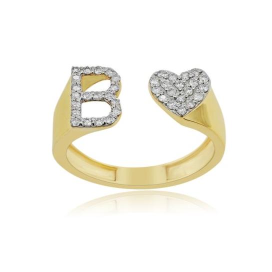 10k Initial Letter Natural Diamonds Stylish Rings SR26400