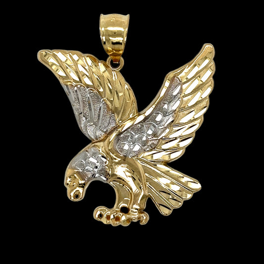 Impresionante colgante de águila liso en oro de 14 quilates
