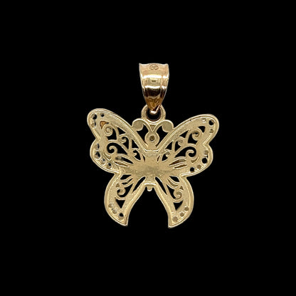 Colgante de mariposa hermoso de oro de 14 quilates 