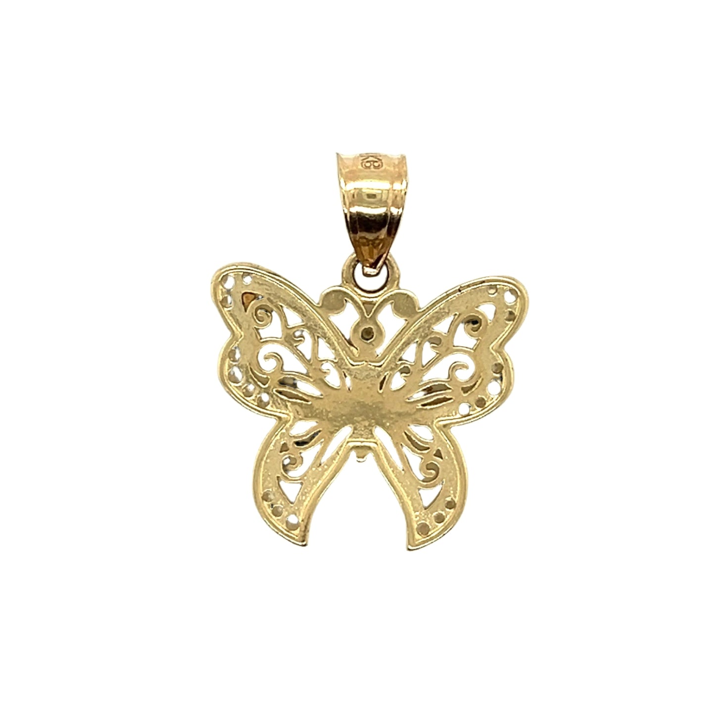 Colgante de mariposa hermoso de oro de 14 quilates 