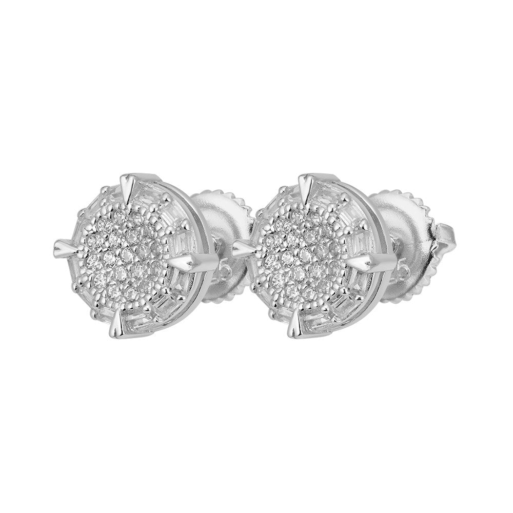 Round Crown Cluster Stud Earrings