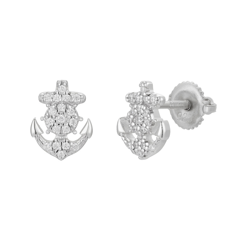 Pavé Anchor Stud Earrings