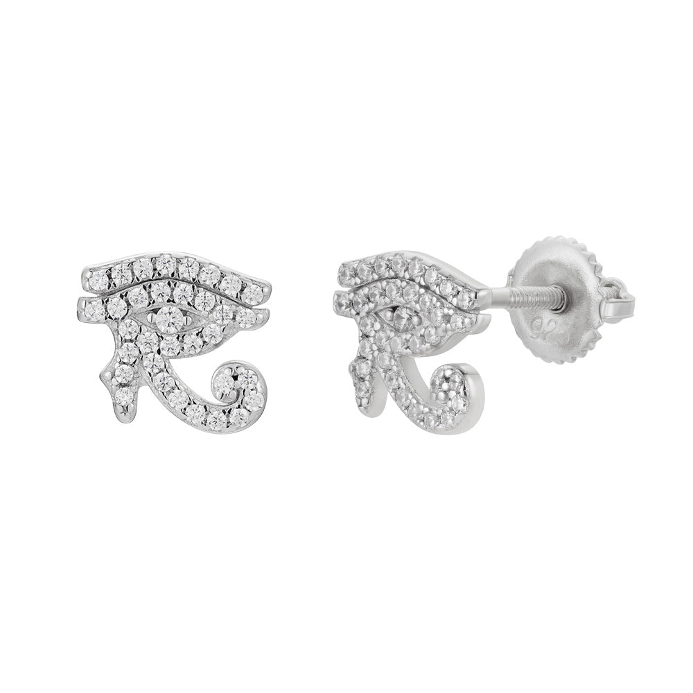 Eye of Horus Pavé Stud Earrings
