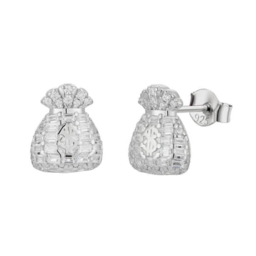 Money Bag Pavé Stud Earrings