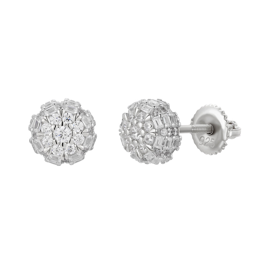 Radiance Sphere Baguette & Round Pavé Stud Earrings