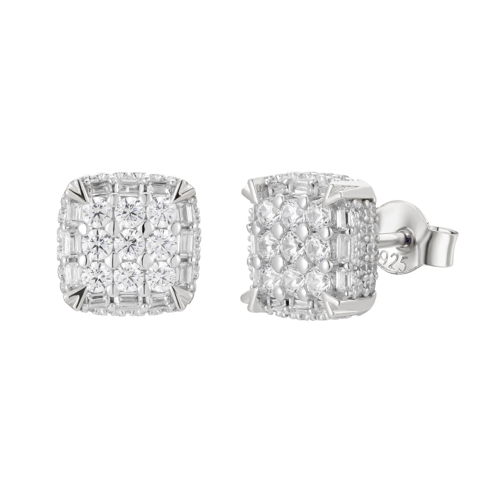 Cushion Pavé Cluster Stud Earrings