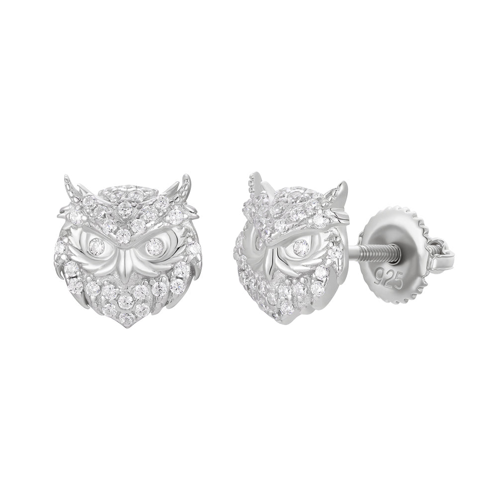 Wise Owl Pavé Stud Earrings
