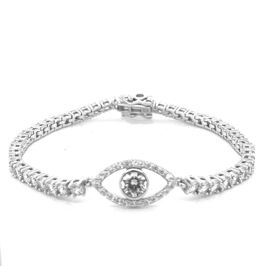 Eye Charm Tennis Sterling Zirconia Luck Bracelet